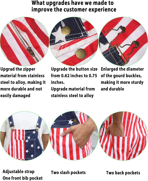 unisex American Flag Overalls Size 2XL - photo 4