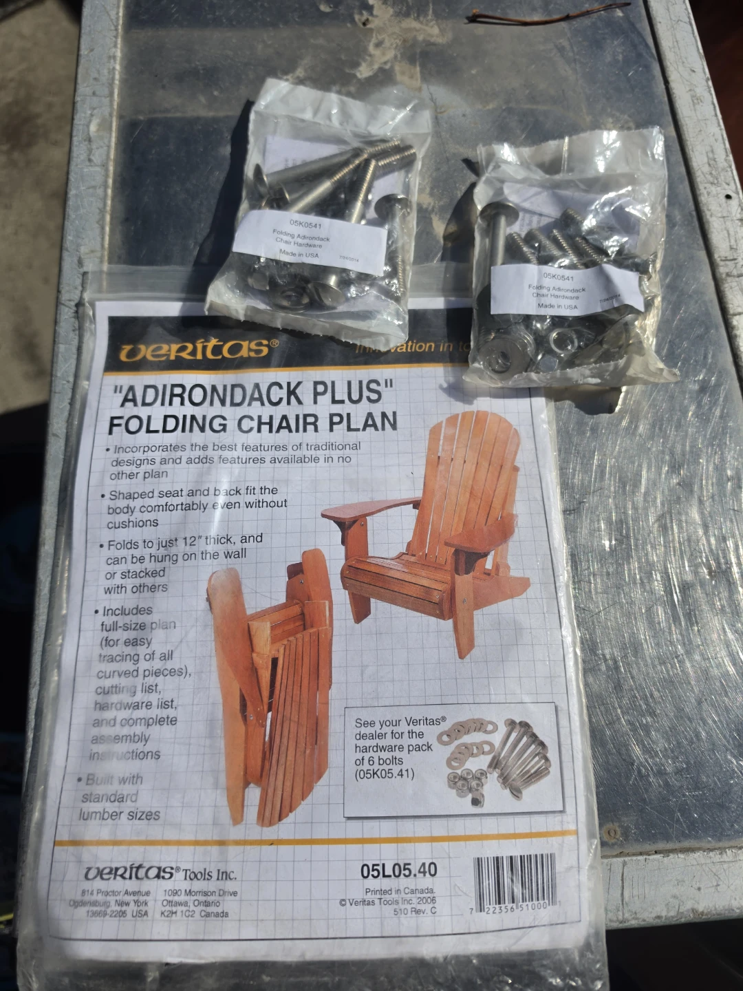 Veritas Adirondack Plus Folding Chair Plan and Hardware