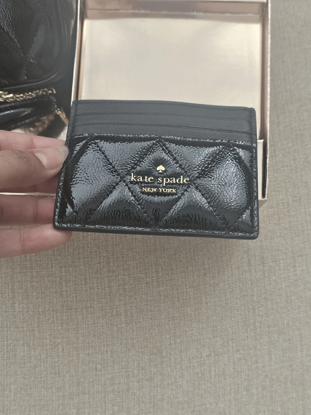 BNIB Kate Spade Black Quilted Bag and Cardholder Set - photo 5