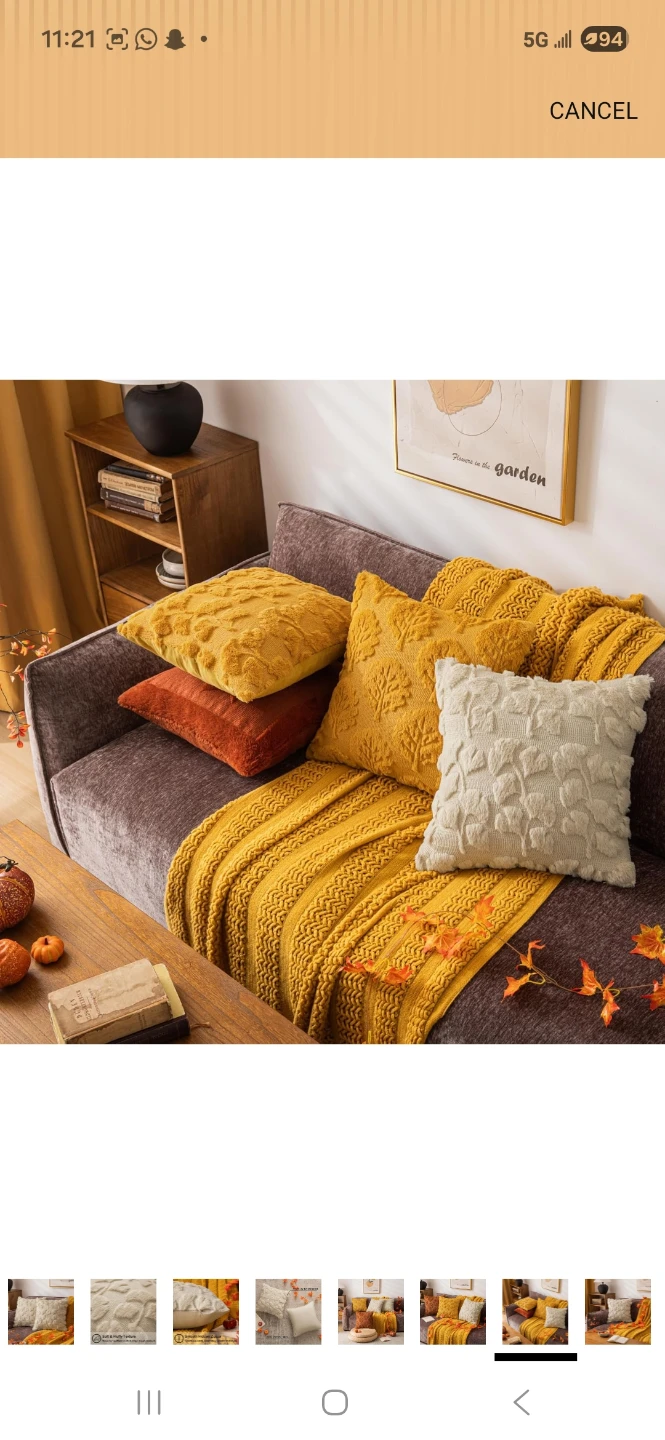 Cream Textured Throw Pillow Cover with Leaf Design - photo 5