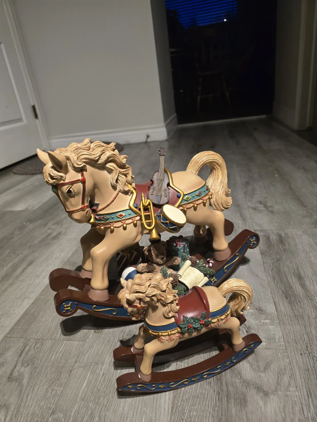 Set of Two Musical Rocking Horse Christmas Decorations - photo 2