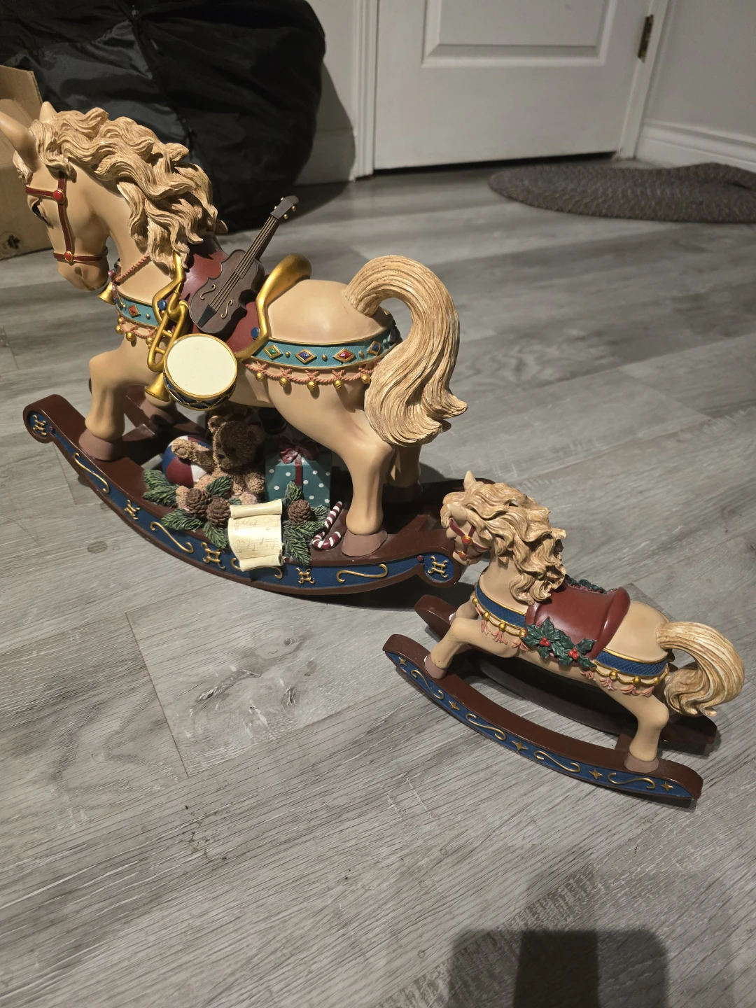 Set of Two Musical Rocking Horse Christmas Decorations - photo 3