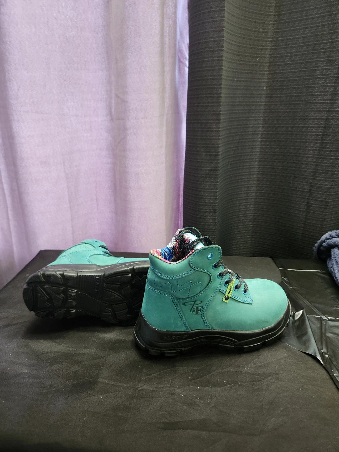 PF steel toed Workboots Turquoise  - Size 5