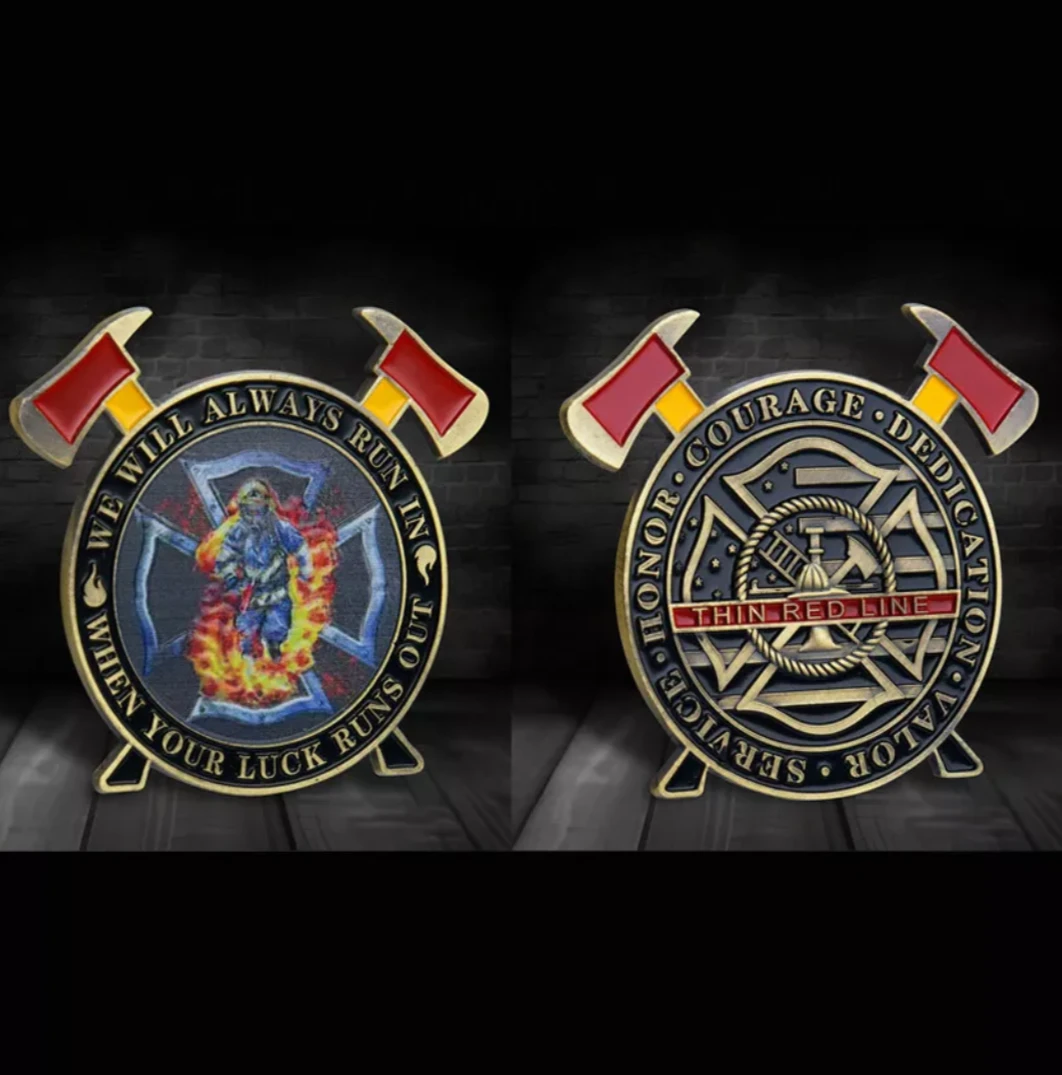 Firefighter Challenge Coin Thin Red Line