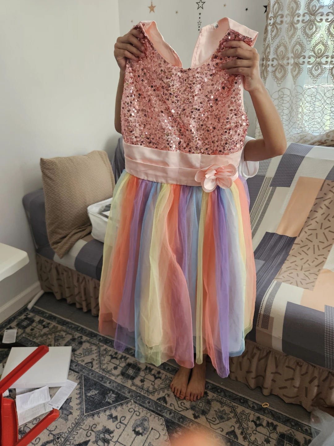 Girls Sparkle Rainbow Tulle Dress