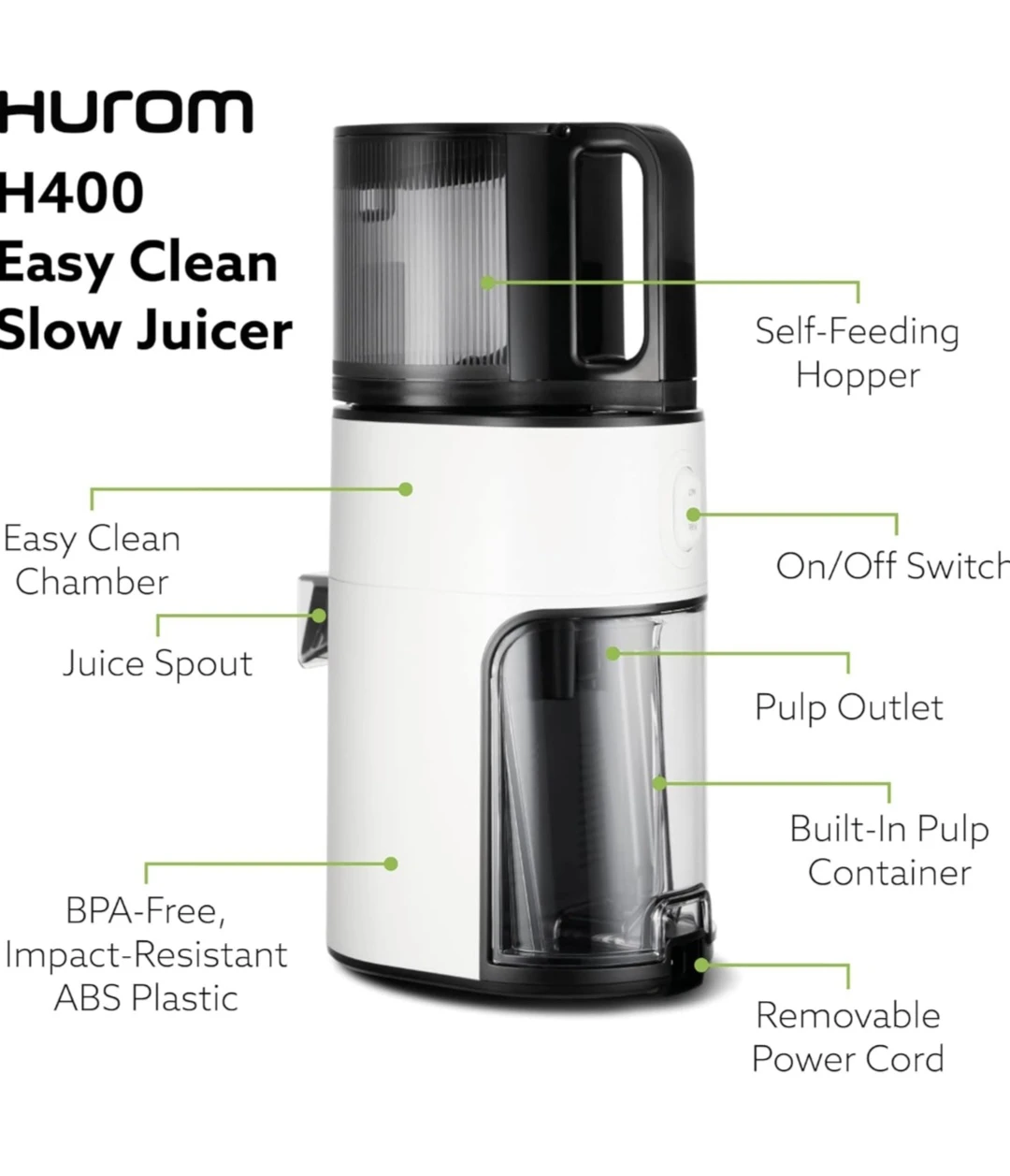 Hurom H400 Easy Clean Slow Juicer - Warm White & Sand Beige - photo 2