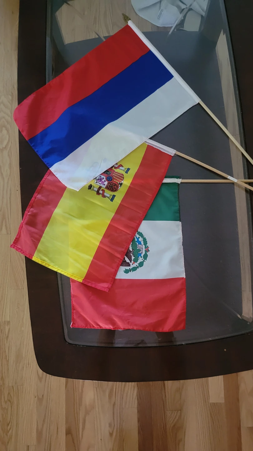 Set of 3 National Flags: Russia, Spain, Mexico