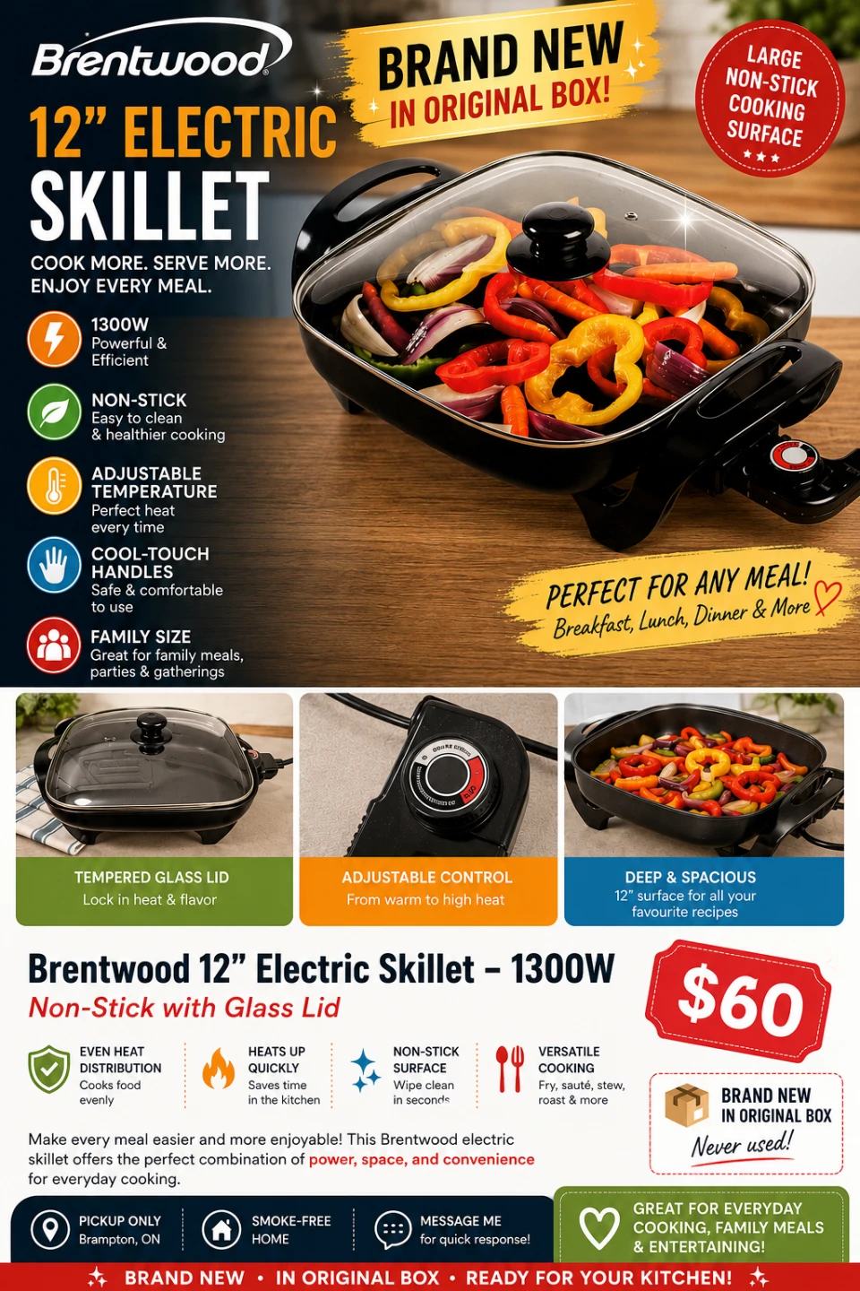 Brentwood 12" Electric Skillet