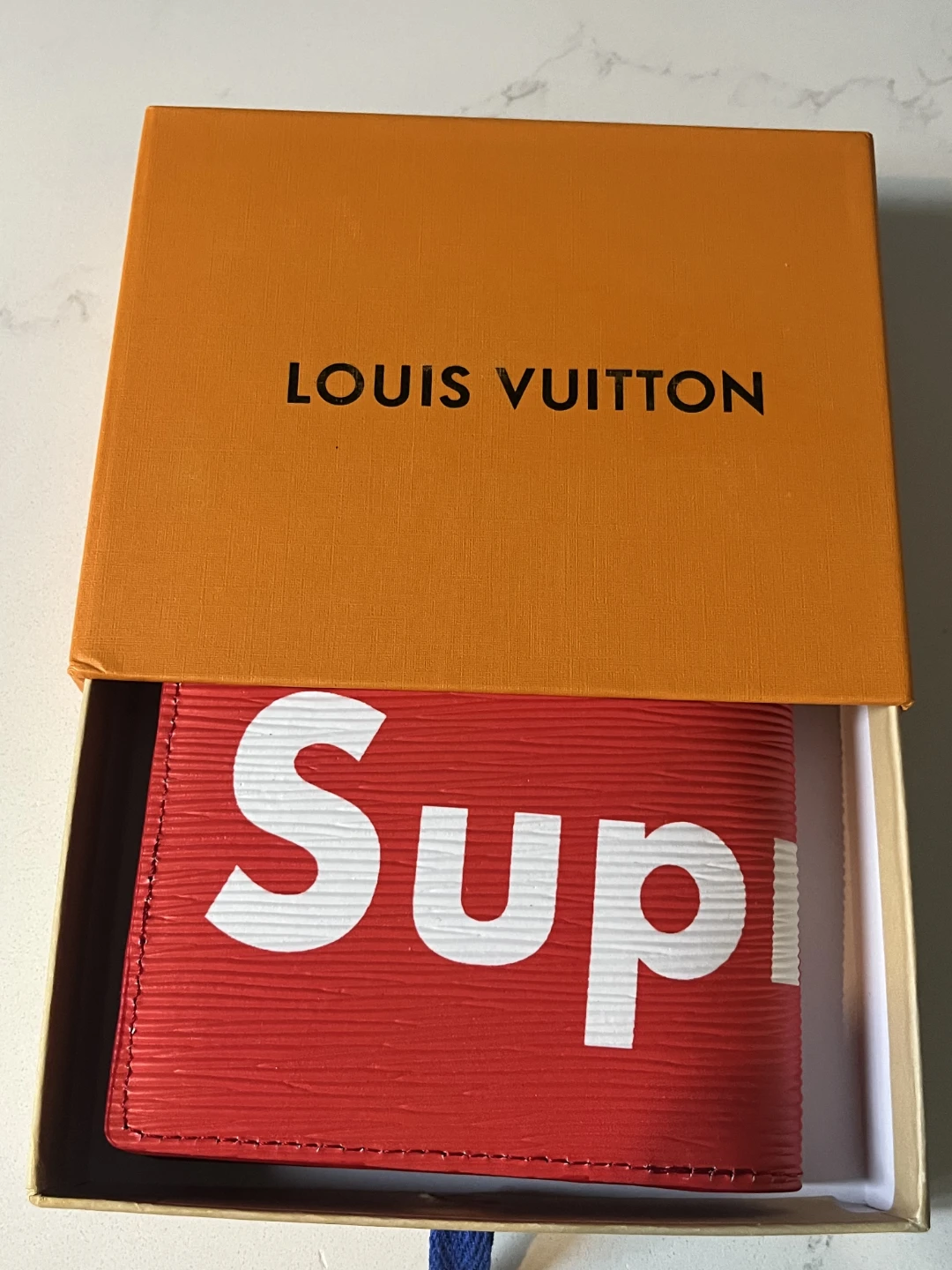 Louis Vuitton x Supreme Red faux Leather Bifold Wallet