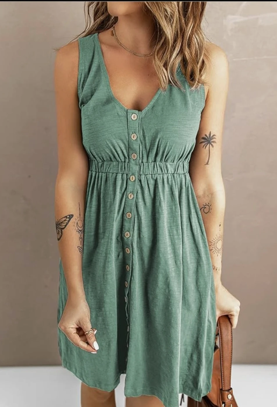 Sleeveless Button-Front Mini Dress XL
