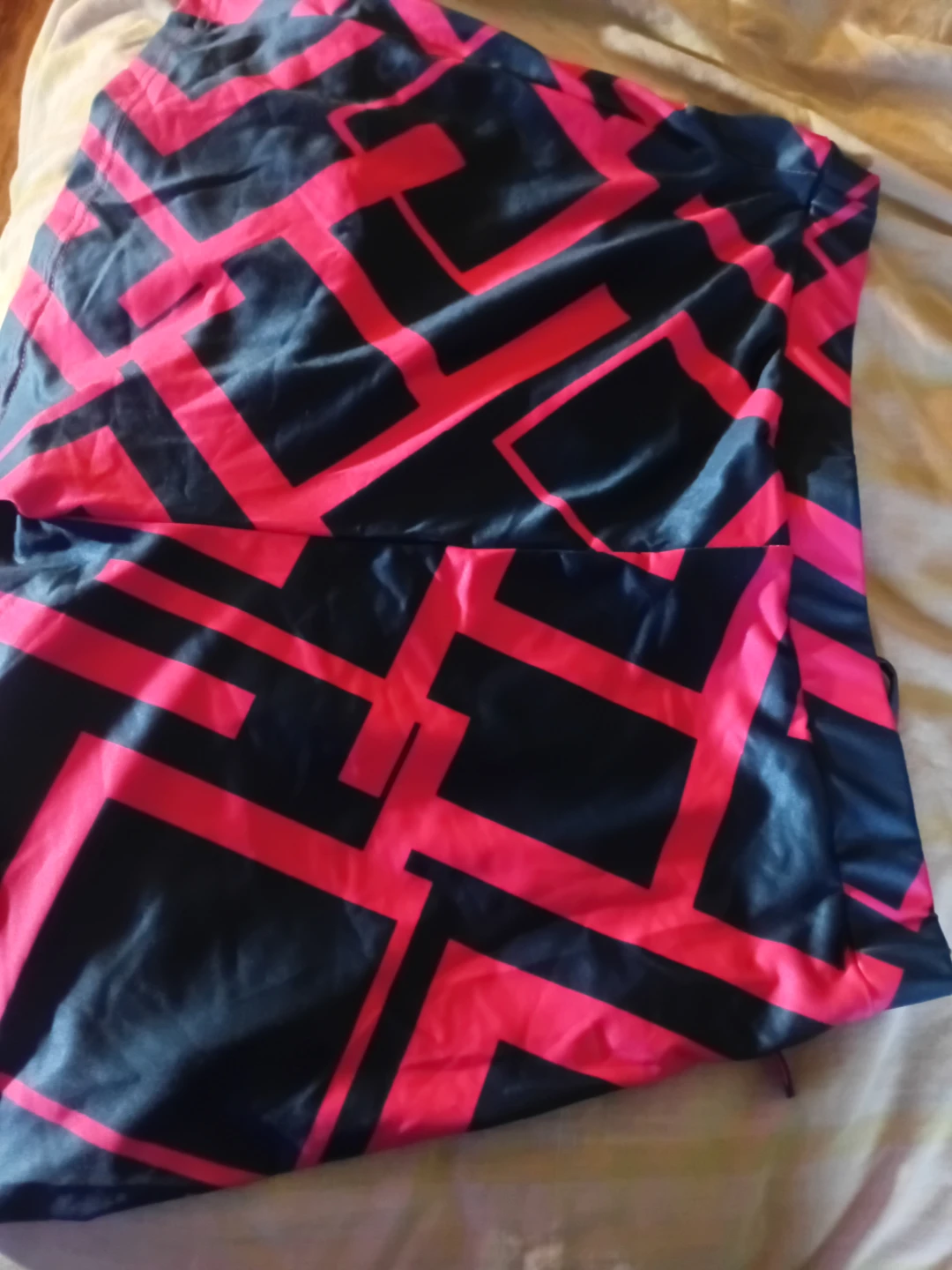 Pink and Blue Geometric Print Shorts with Ruffled Top Set - photo 3