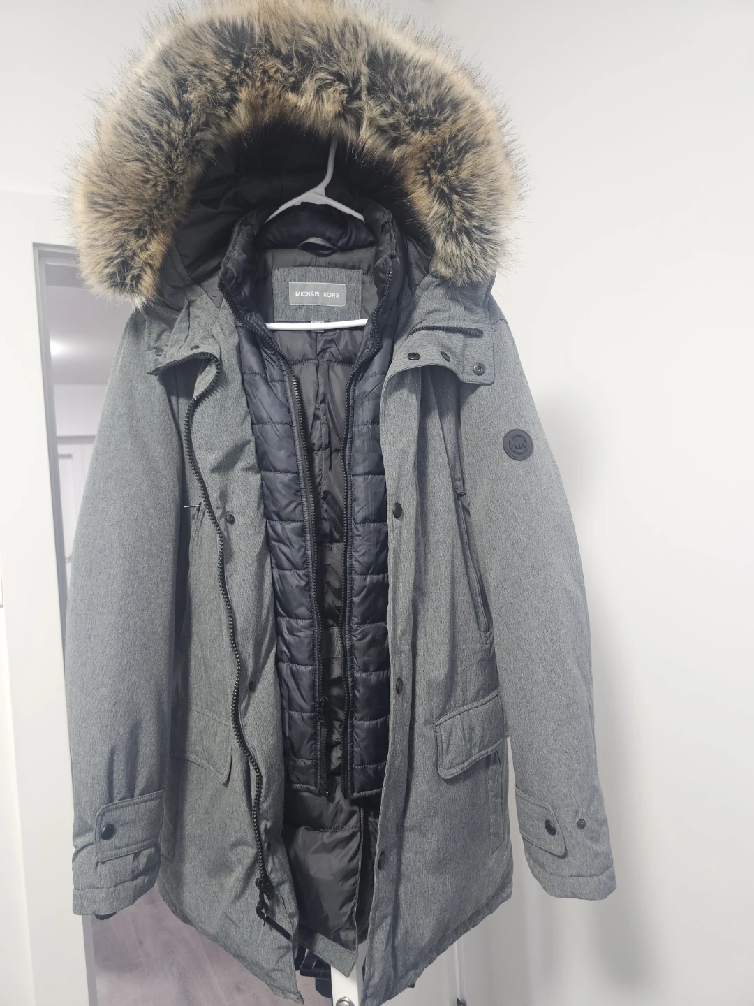 Michael Kors Men's Grey Puffer Parka Jacket Size M