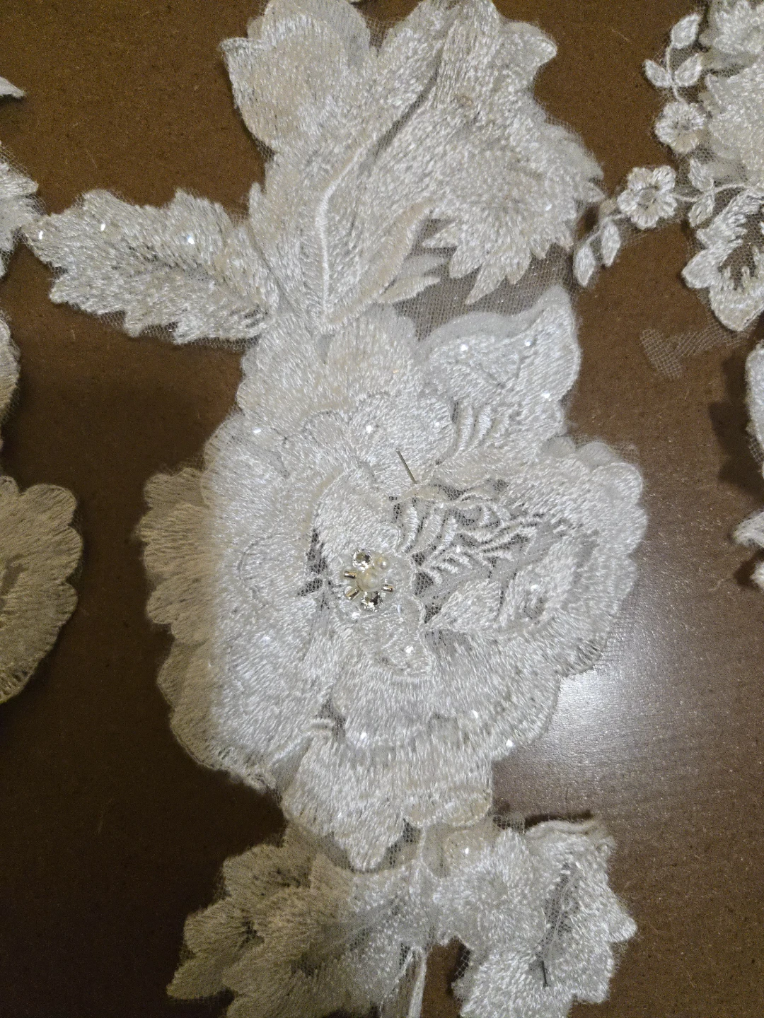White Lace Appliques with Beads and Sequins - Bridal/Crafting - photo 3