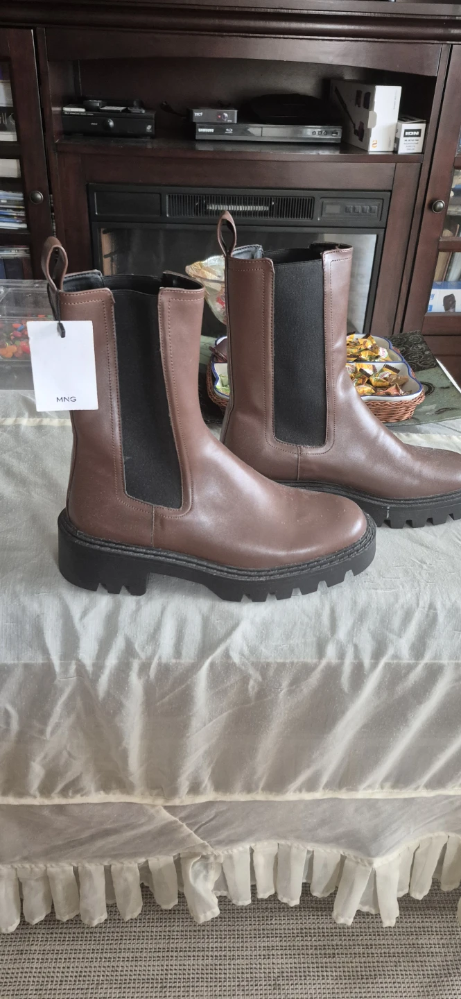 MNG Brown Leather Chelsea Boots