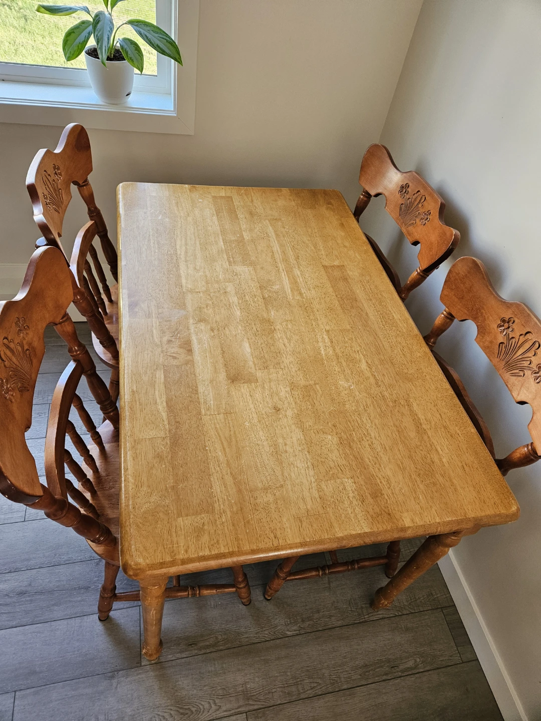 Wooden Dining Table with 4 Chairs