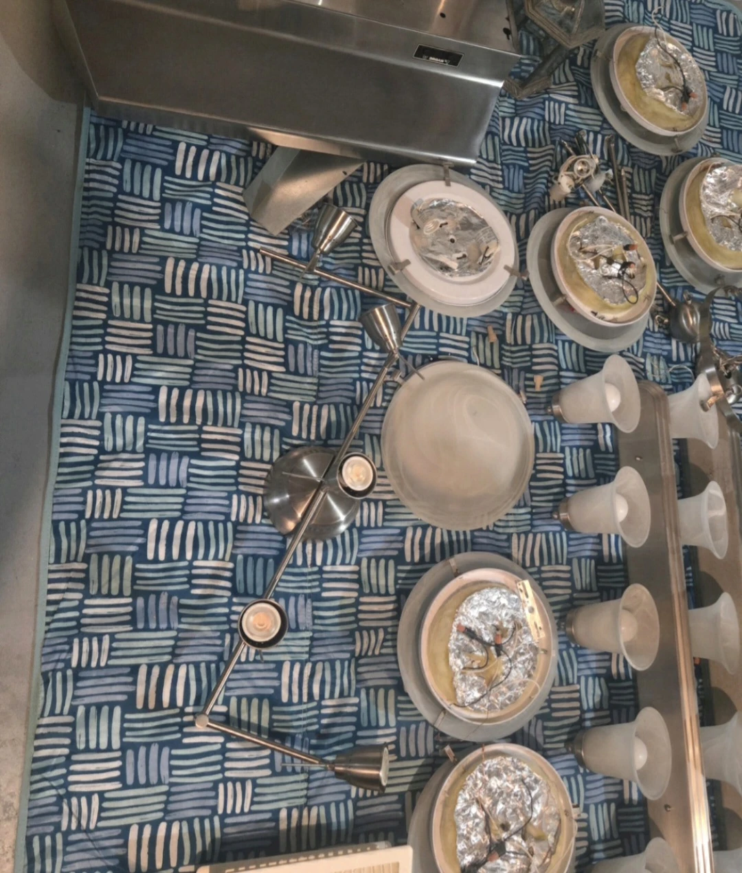 Ikea Queen bed frame  and flush mount lights