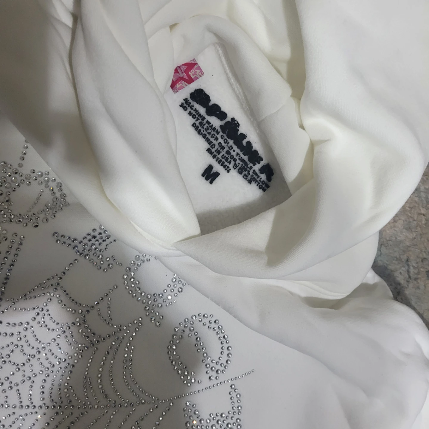 Spider Worldwide Rhinestone Hoodie Size M White - photo 2