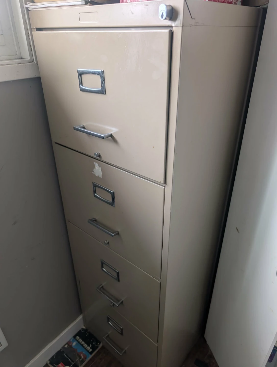Tan 4-Drawer Metal Filing Cabinet