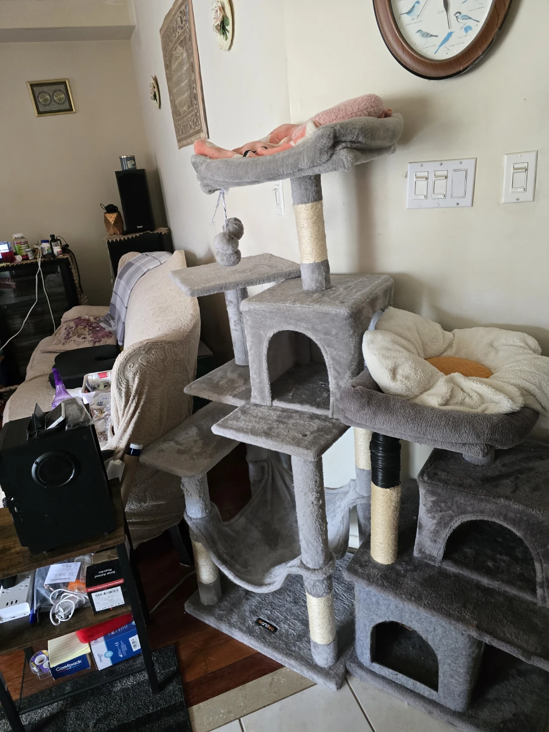Multi-level Grey Cat Tree Condo with Hammock - photo 2