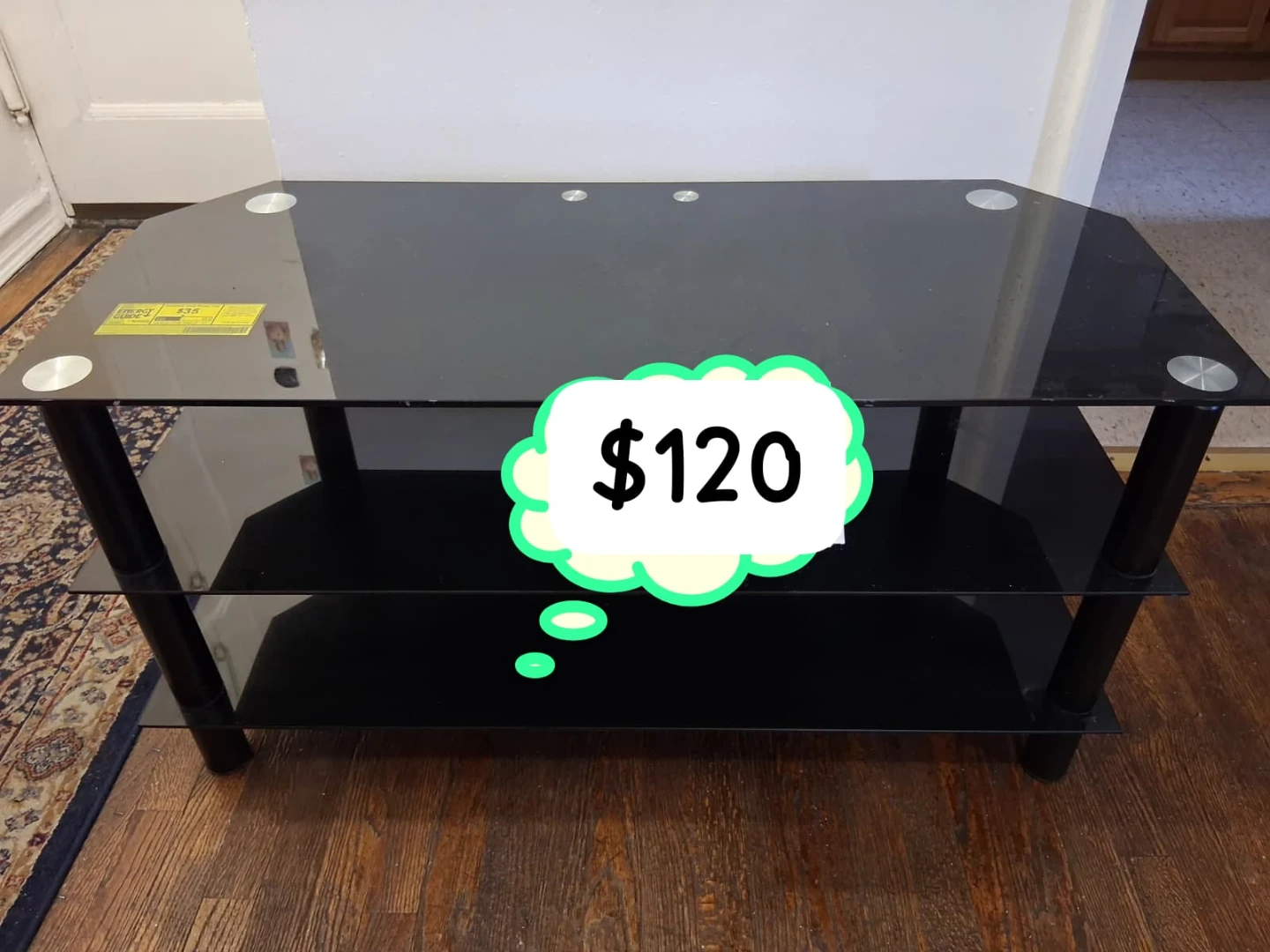Black Glass 3-Tier TV Stand