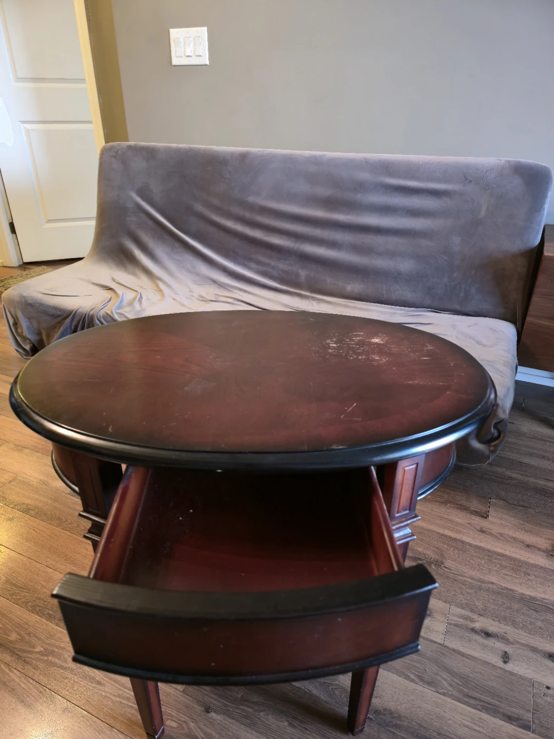 Oval End Table with Drawer