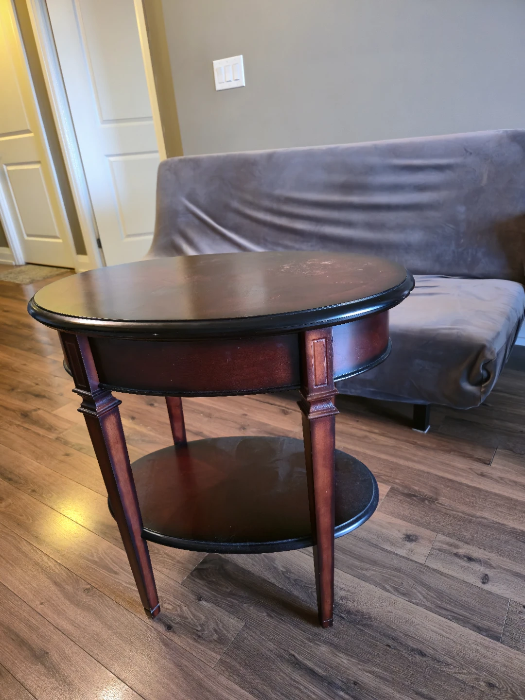 Oval End Table with Drawer - photo 2