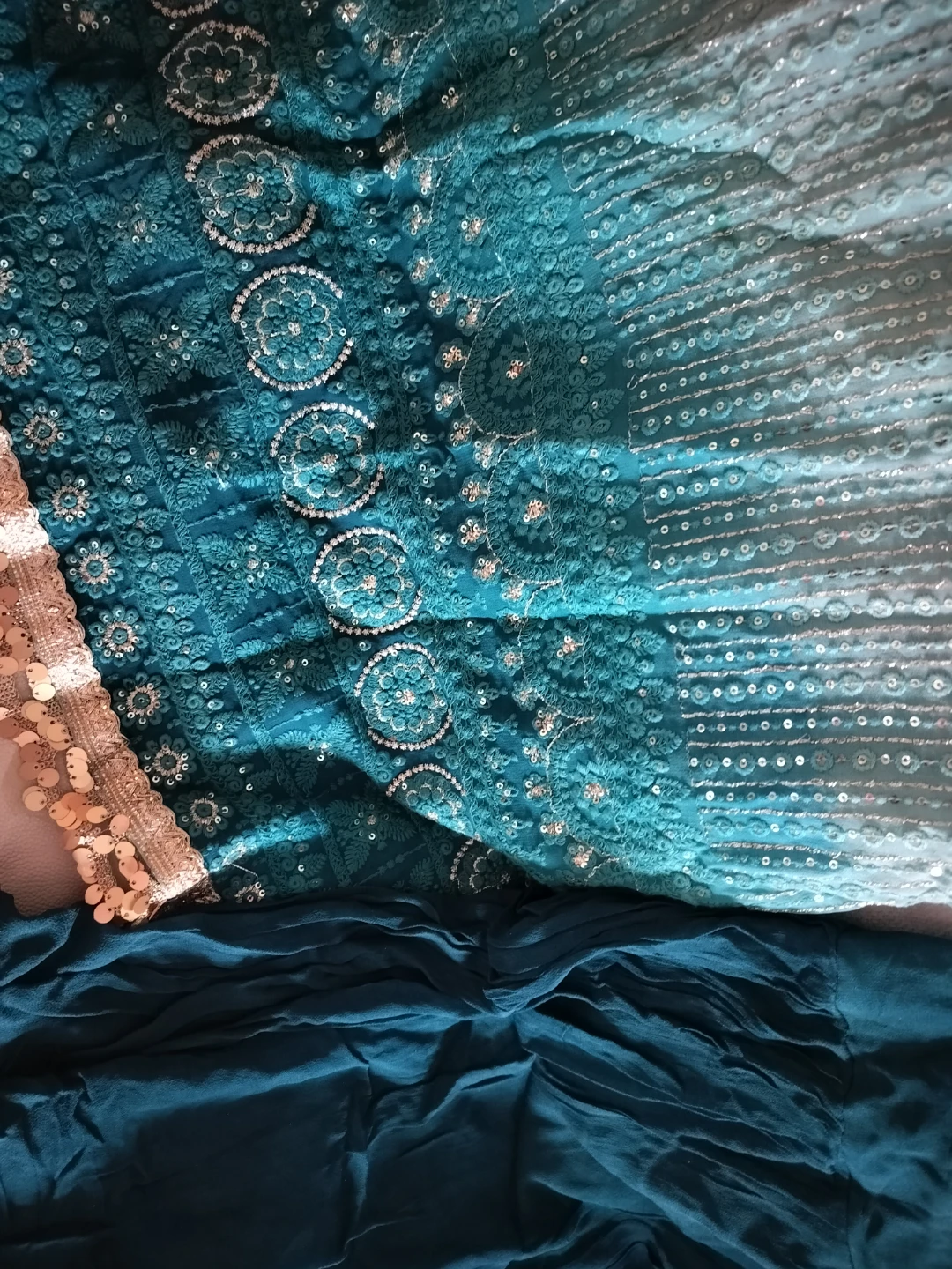 Teal Embellished Kurti with Dupatta - photo 4