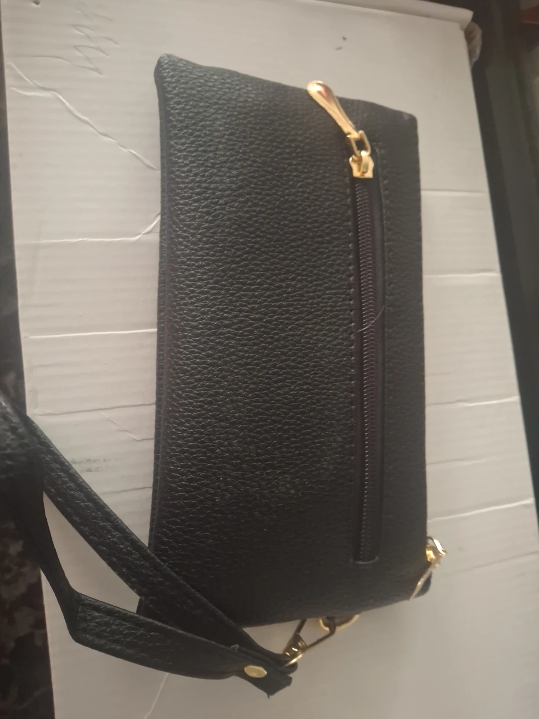 Black Faux Leather Wristlet Clutch Wallet - photo 5