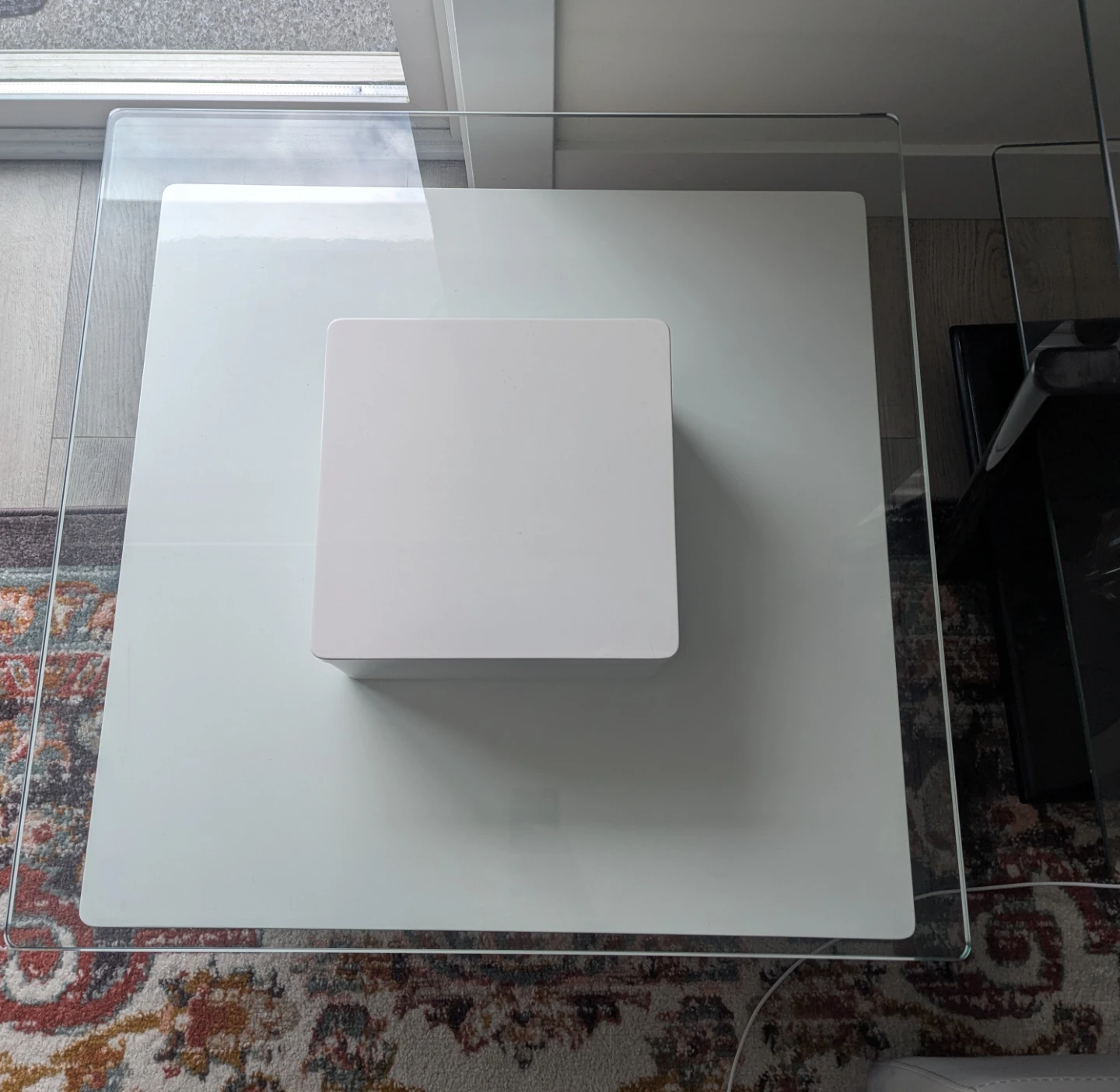 Modern White Coffee Table with Glass Top