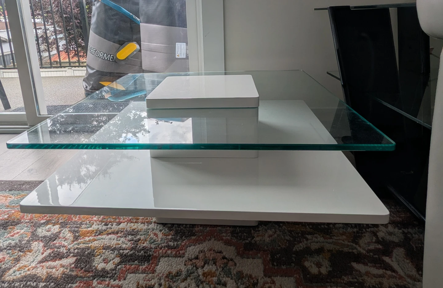 Modern White Coffee Table with Glass Top - photo 2