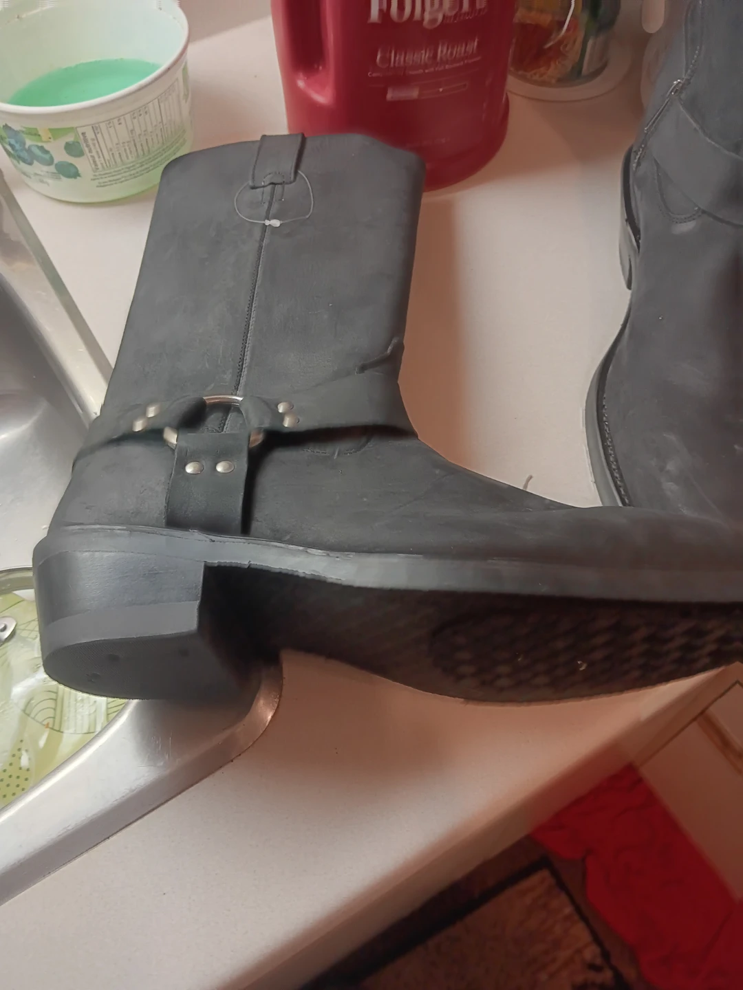 Black Leather Harness Boots