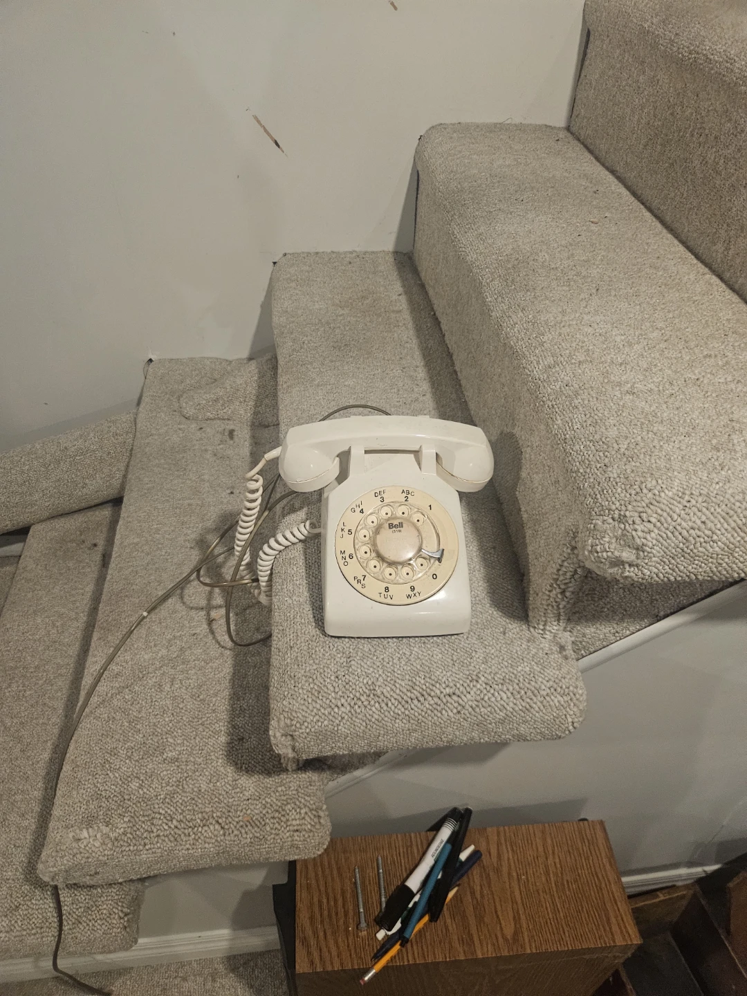White Rotary Dial Bell Telephone