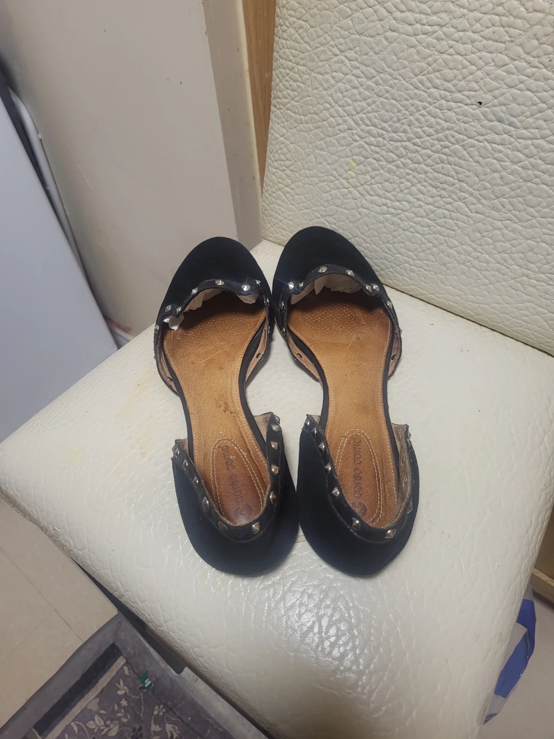 Black Suede Studded D'Orsay Flats