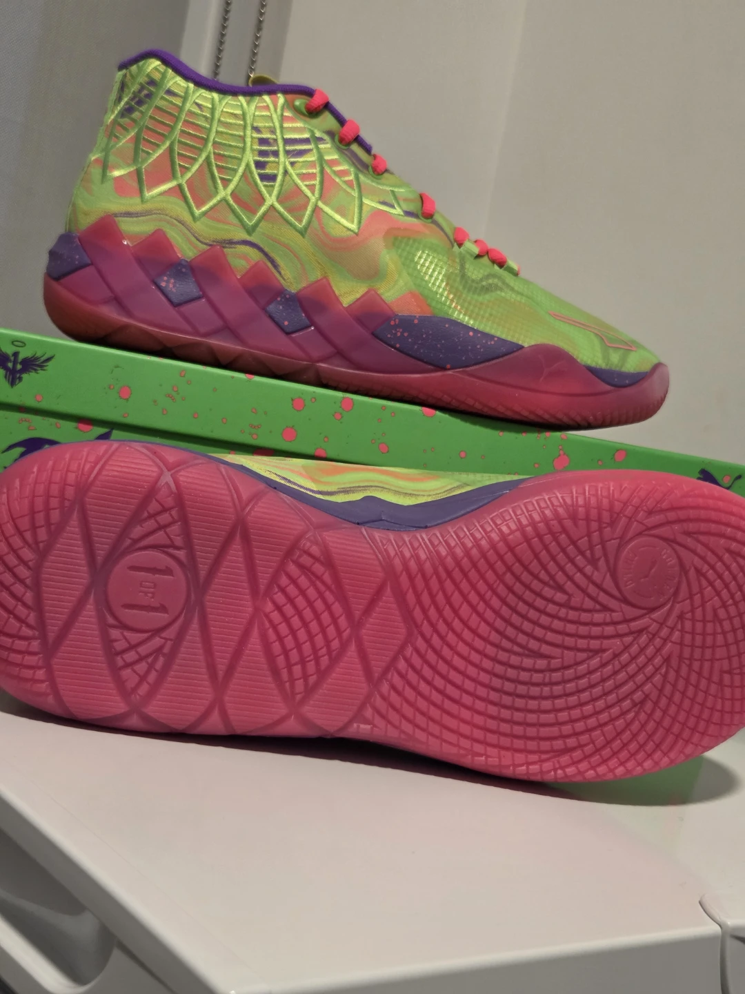 Puma MB.01 Low Basketball Shoes - Neon Green/Purple/Pink - photo 2
