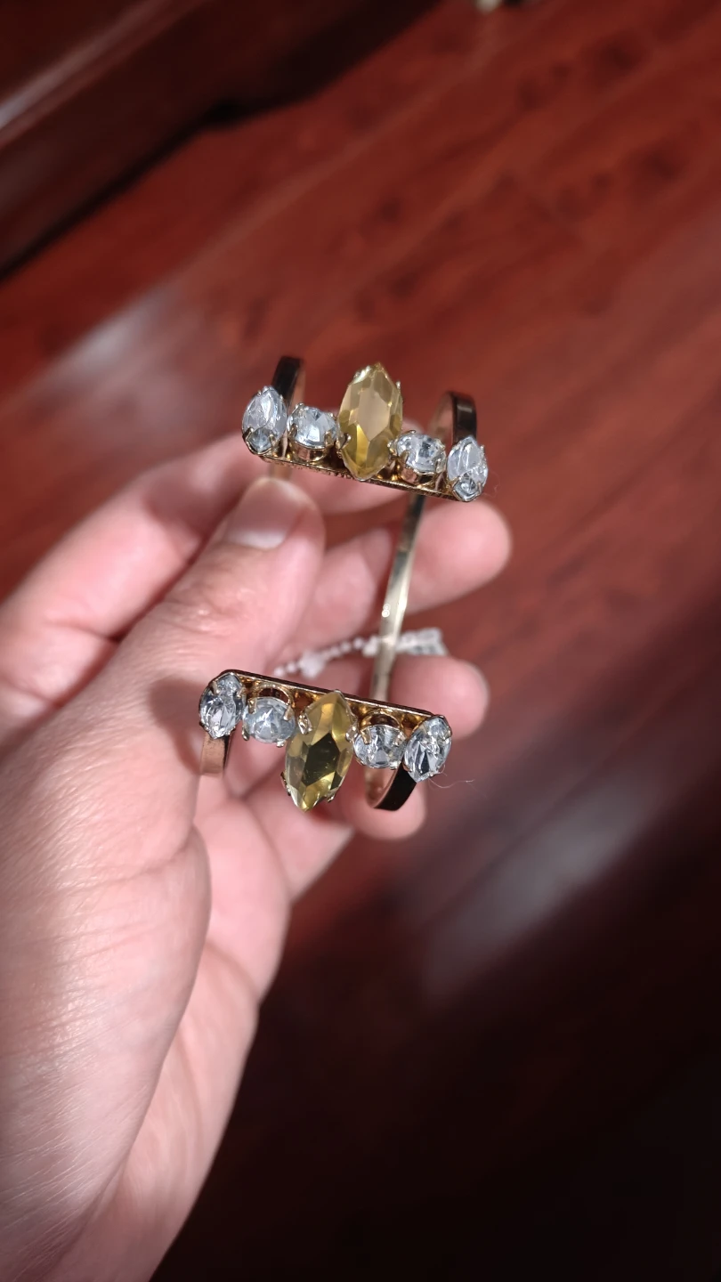Gold-tone cuff bracelet with yellow and clear crystals - photo 3