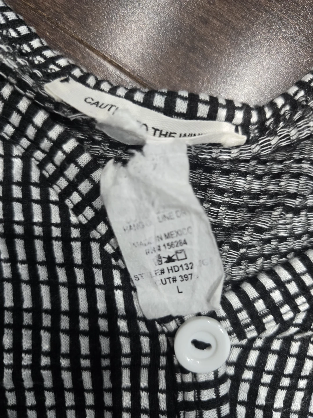 CAUTION TO THE WIND Black & White Gingham Button-Up Dress - photo 2
