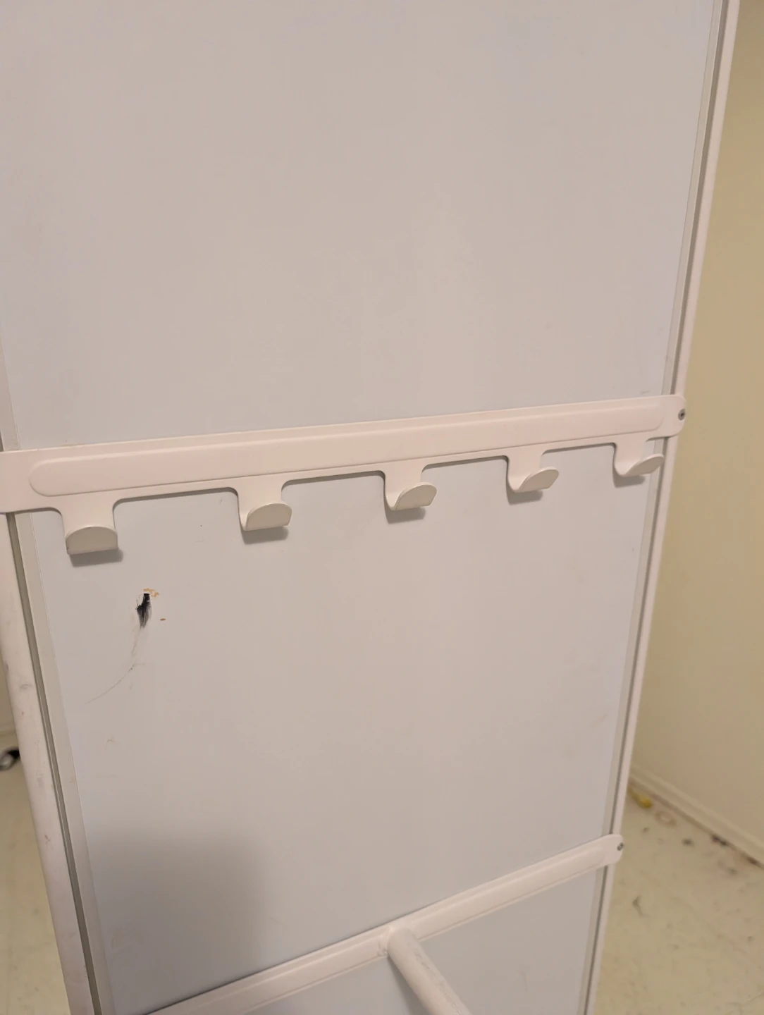White Standing Mirror with Hooks and Rack - photo 3