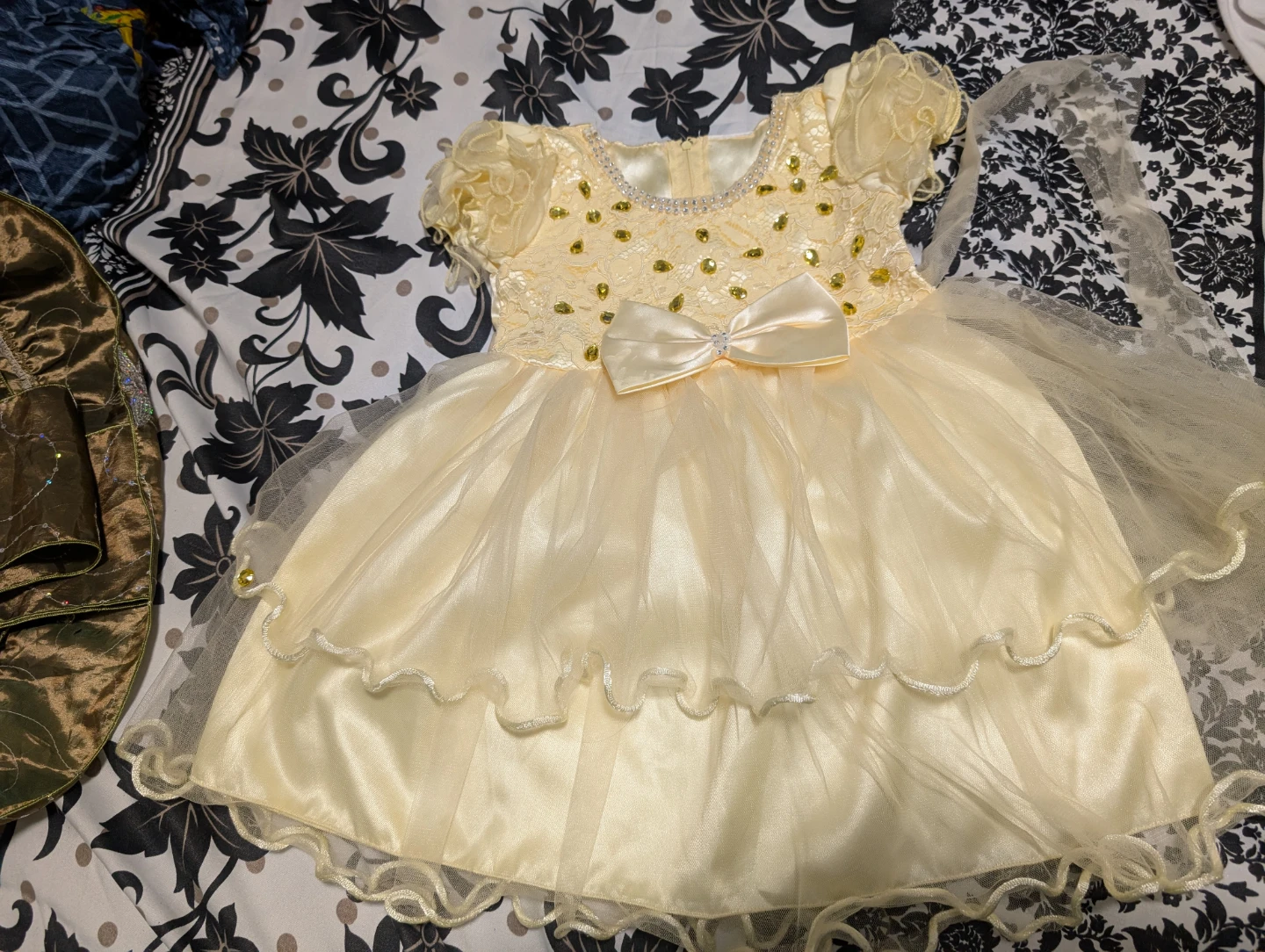 Girls' Yellow Embellished Dress