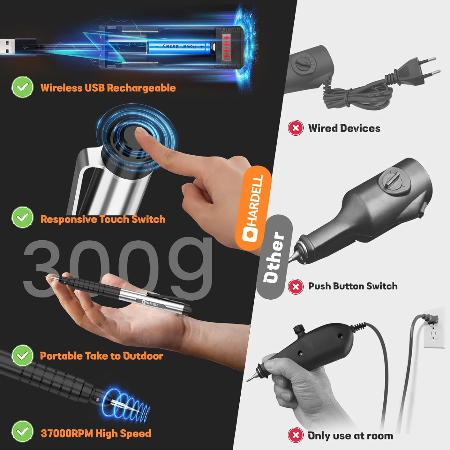 HARDELL Rechargeable Mini Engraver Pen / DIY Tool - photo 4