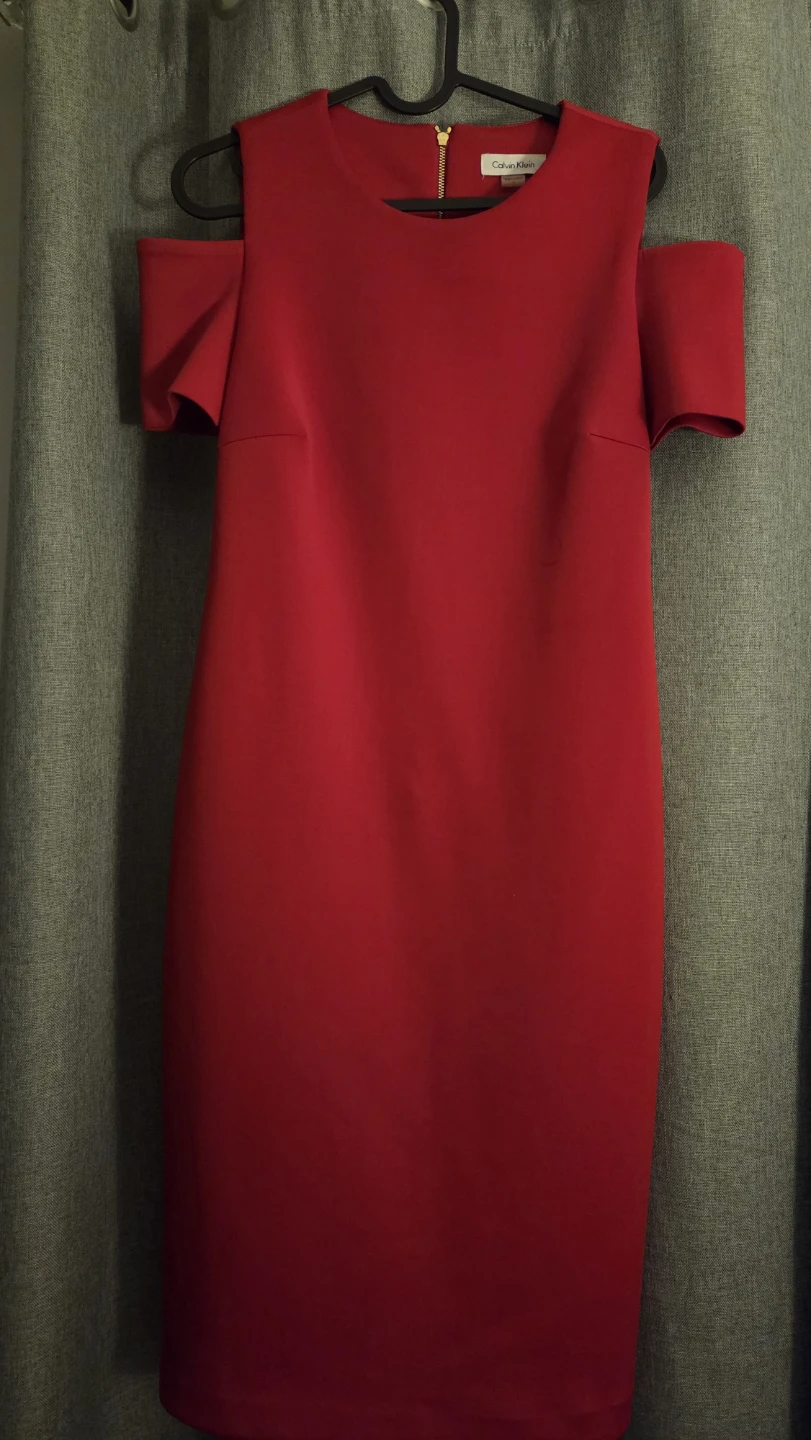 Calvin Klein Red Cold Shoulder Dress Size 8