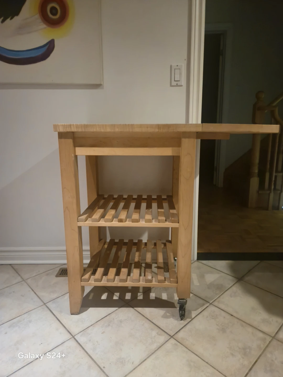 Wooden Kitchen Cart with Drop Leaf