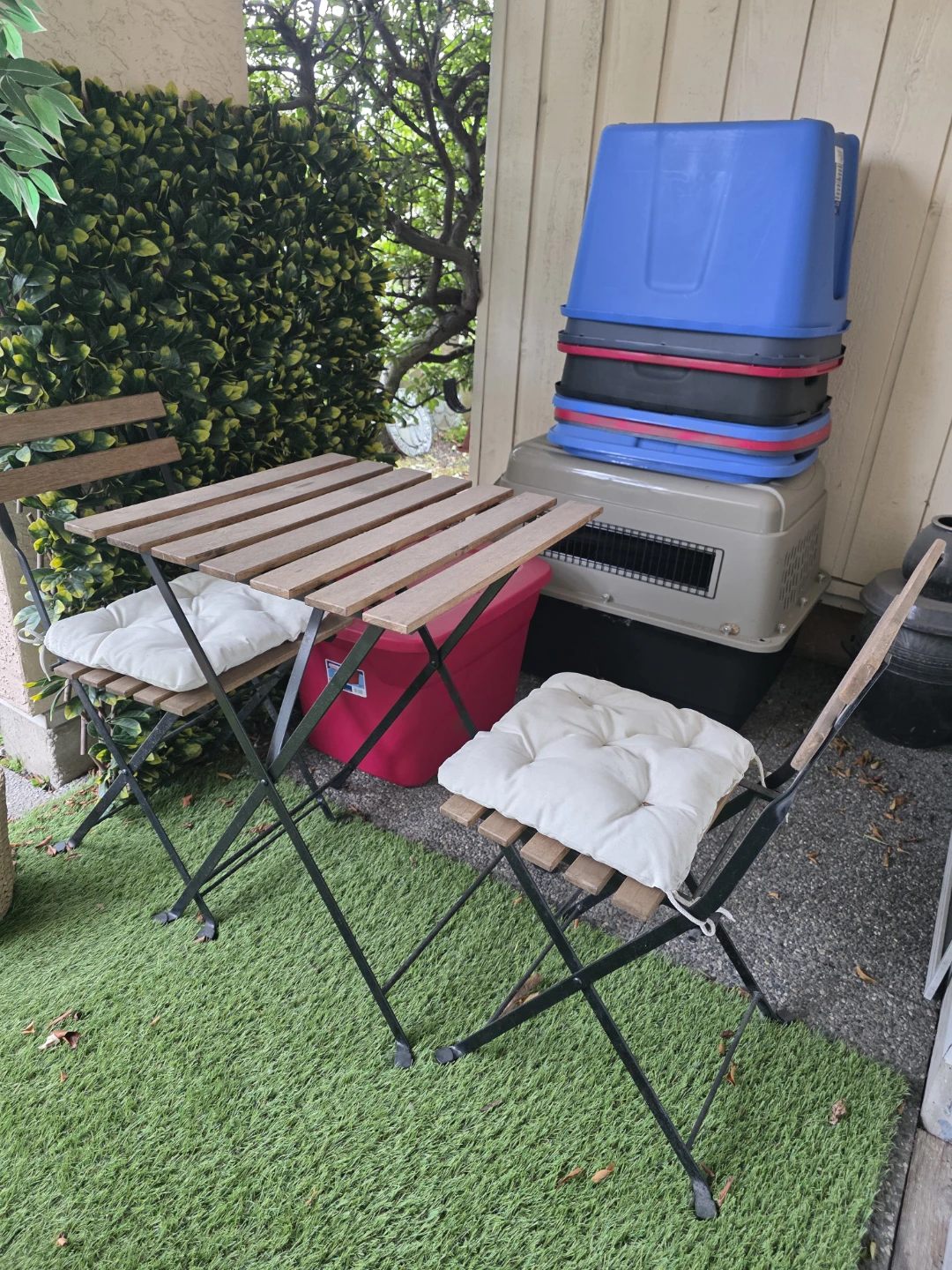 Wooden Bistro Set with Cushions