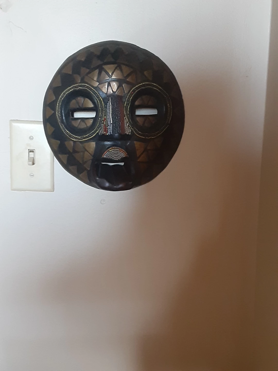 Hand-Carved Wooden African Mask Wall Decor - photo 3