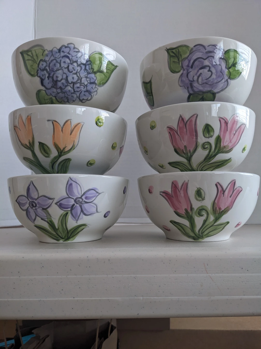 Set of 6 Floral Ceramic Bowls - photo 2