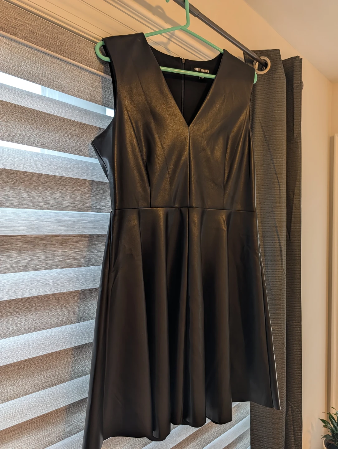 Steve Madden Black Faux Leather A-Line Dress - Size L