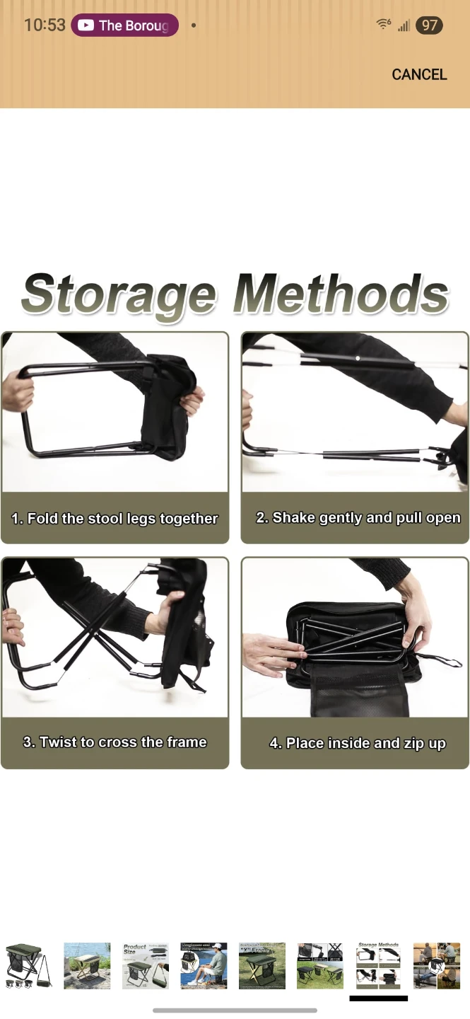 Hyckuo Foldable Backpack Stool - Green - photo 4