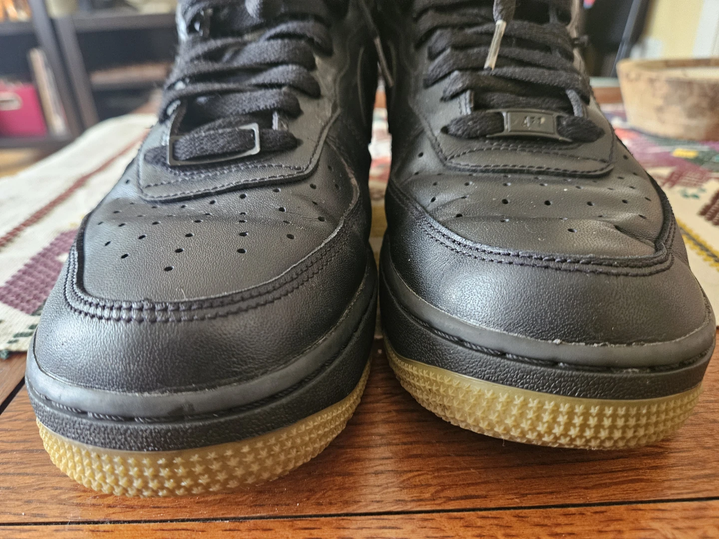 Nike Air Force 1 Men's Black Leather Sneakers - photo 2