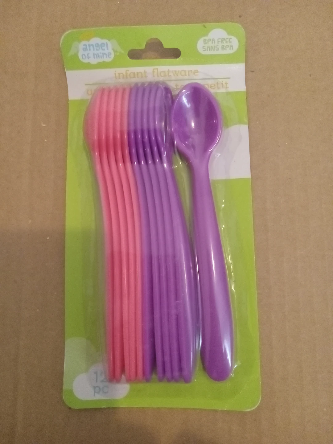 Angel of Mine Infant Flatware Spoons - Pink & Purple (12 pc)