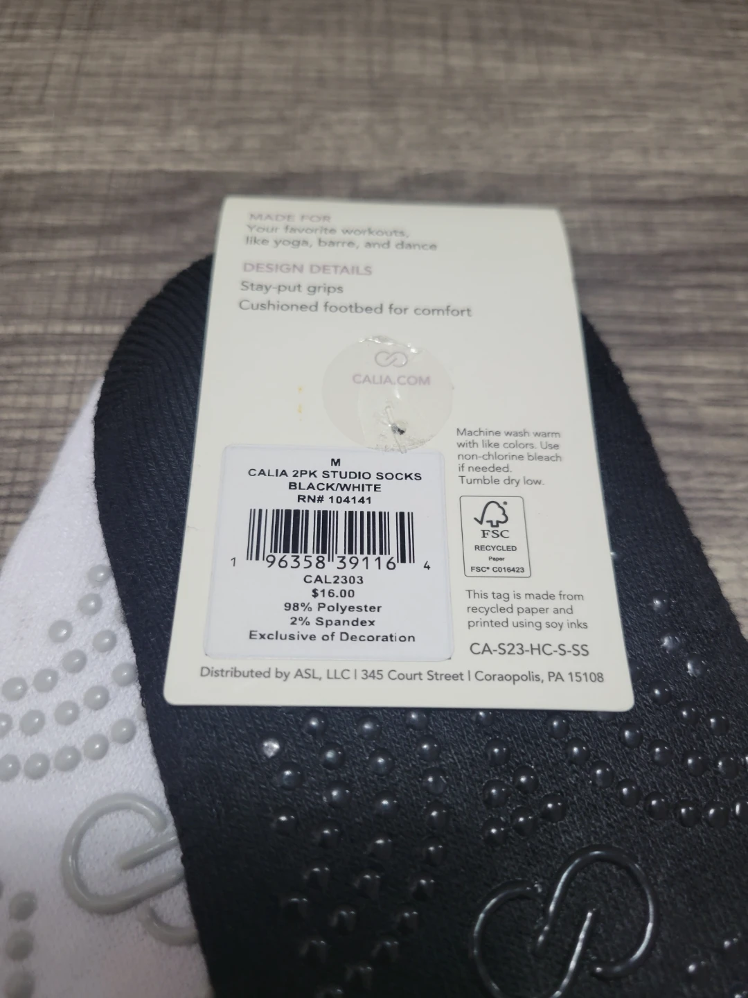CALIA 2 Pack Studio Socks Black/White Size M - photo 2
