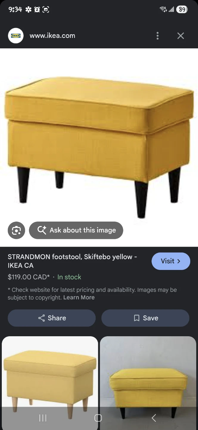 IKEA STRANDMON Footstool - Skiftebo yellow